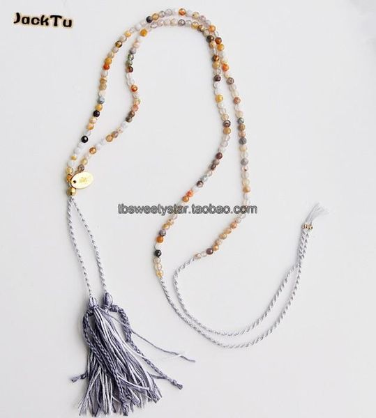 

arrival africa opal beads woven tassels fashion necklace for woman chains, Silver
