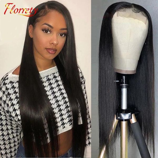 

4x4 lace closure wig straight hair human wigs front malaysian preplucked for black women, Black;brown