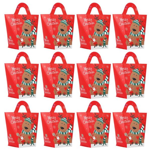 

12pcs creative christmas candy boxes portable gift packing (ribbon,elk) wrap