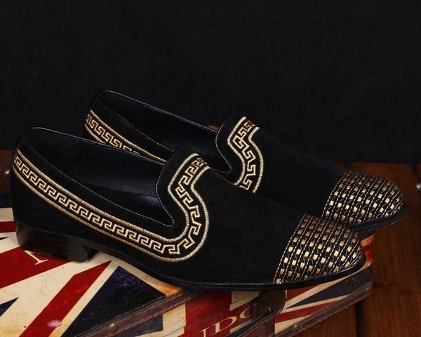 

dress shoes ch.kwok british style embroidery leather slip on comfortable loafers round toe black color flat men's casual flats oxford