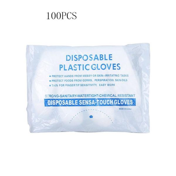 

disposable gloves clear plastic polyethylene work prep powder & latex 100pcs