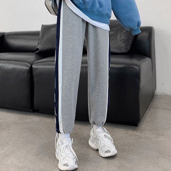 

women's tracksuits sports joggers pants letter print patchwork drawstring wide leg trousers for women spring summer ladies bottoms, Gray