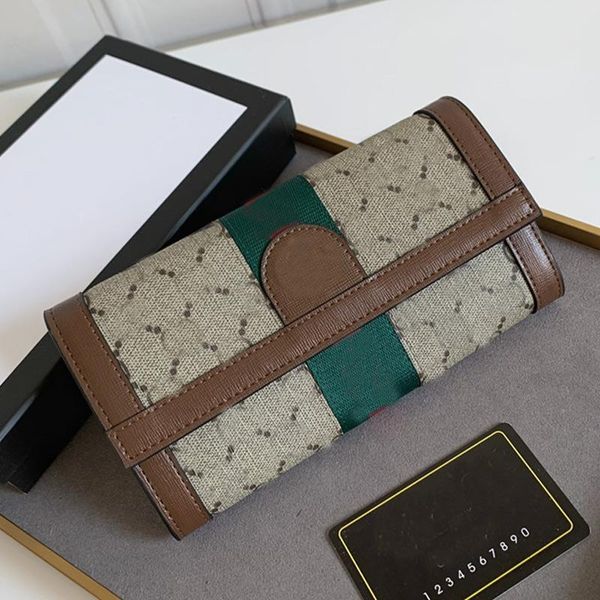 

designer wallet coin purse men women short card bag clutch classic stripe letter print gold hardware flap hasp multi card position interior, Red;black
