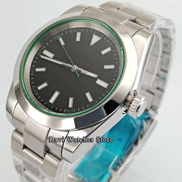 

wristwatches 36mm/40mm sterile mens watches black dial green glass gasket japan nh35 automatic mechanical movement male wristwatch, Slivery;brown