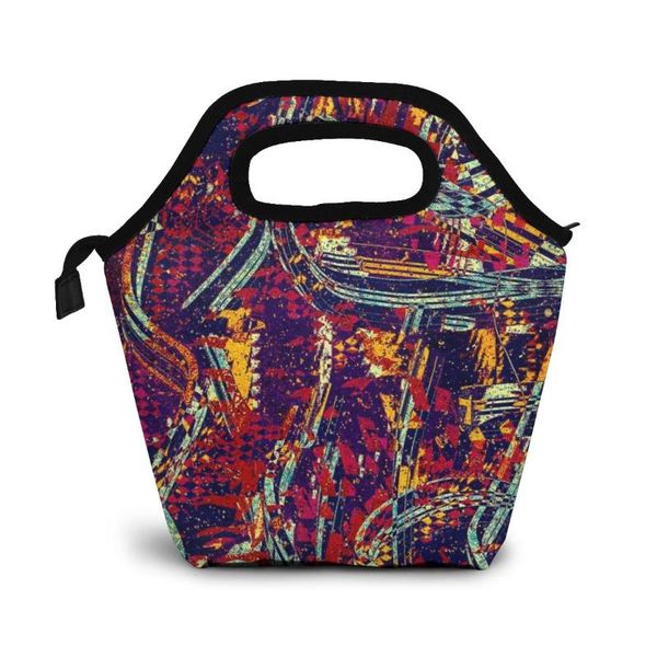 

pattern number 139 lunch bag lunch/ice bags portable insulated picnic box for women men organizer, Blue;pink