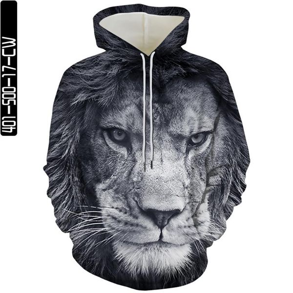 

mr.z harajuku animal lion 3d printed hooded men's young hoodies 2021 everyday casual wears & sweatshirts, Black