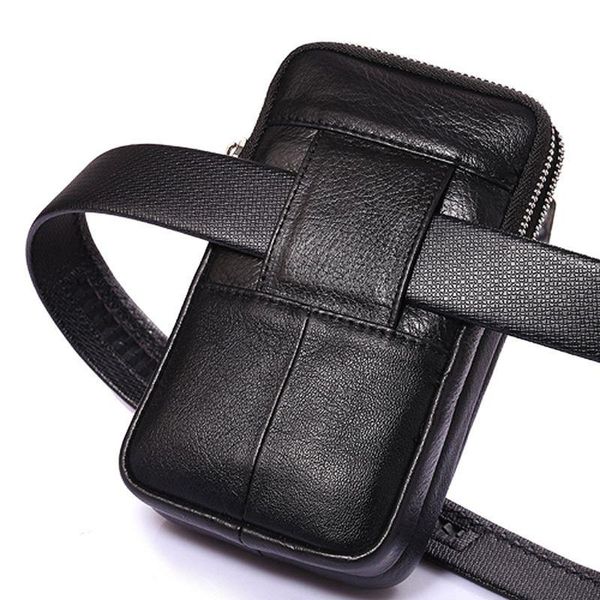

waist bags 066c men leather fanny pack horizontal vertical belt bag phone pouch travel small purse
