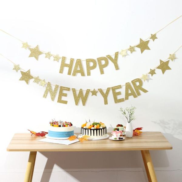 

party decoration happy year banner xmas backdrop hanging garland decorations