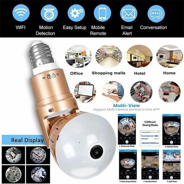 

mini cameras 1080p hd wifi ip camera panoramic 360 two way o bulb light e27 ir-cut night vision cctv