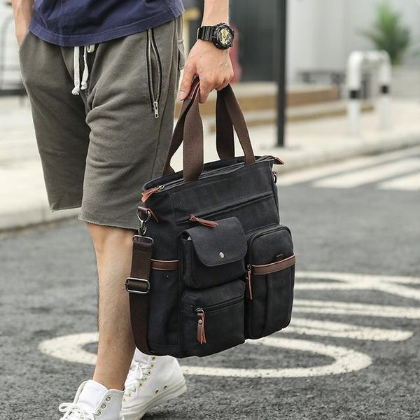 

men canvas shoulder bag inclined bag, male computer leisure multi-function environmental protection backpack