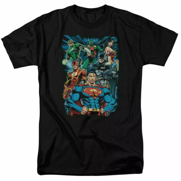 

justice league justice is served t shirt licensed comic book tee black, White;black