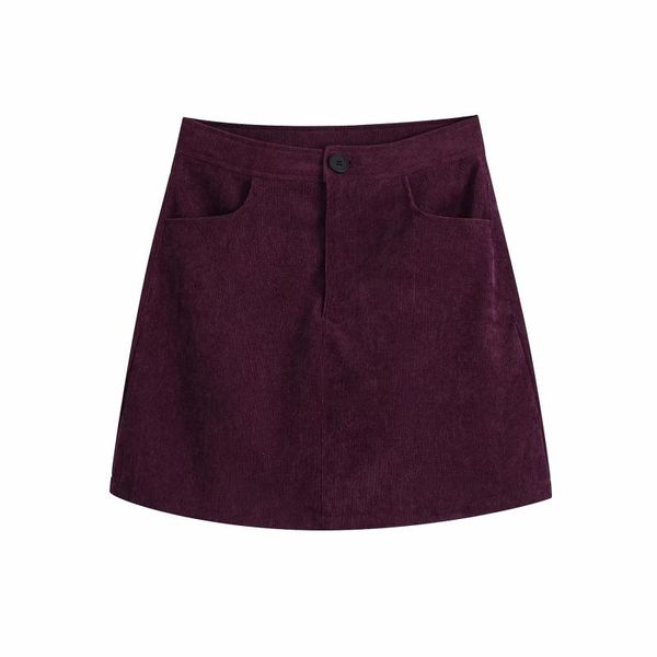 

vintage elegant pockets zipper mini skirts women fashion high waist solid female chic jupe, Black