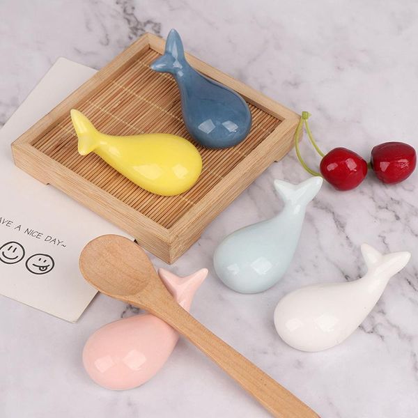 

chopsticks 1pcs cute whale ceramics spoon holder drag tableware decor