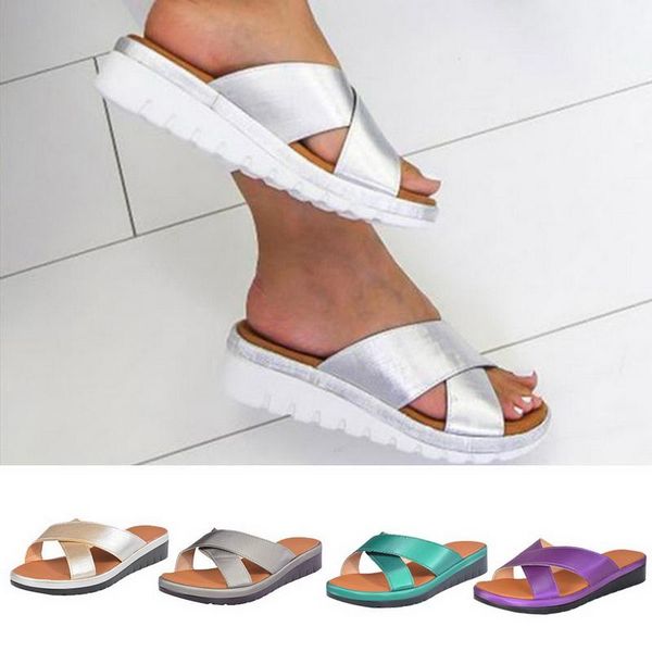 

slippers 2021 fashion summer ladies wedge flat beach, Black