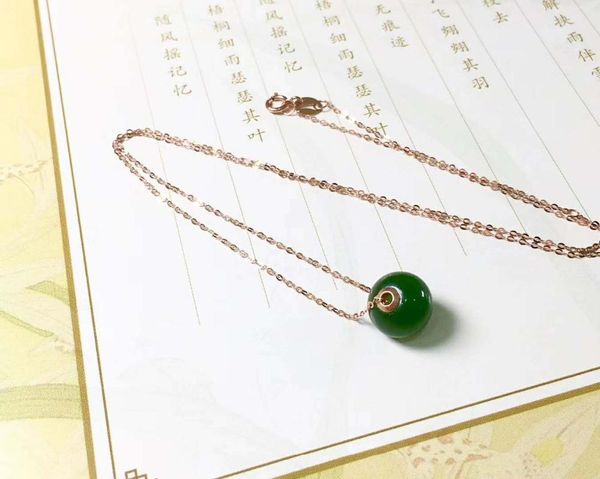 

lockets 18k gold inlaid hetian biyu road through the clavicle chainj21#, Silver
