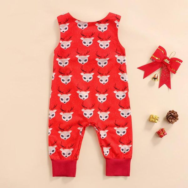 

jumpsuits baby girls boys romper sleeveless round neck xmas elk print jumpsuit year festival clothing for summer, Blue