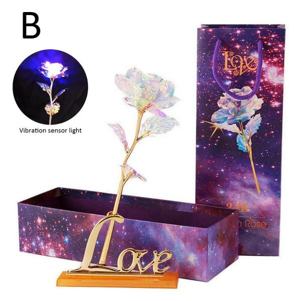 

creative valentine's day gift romantic galaxy rose flower 24k foil plated with love base for birthday wedding anniversary decorative fl