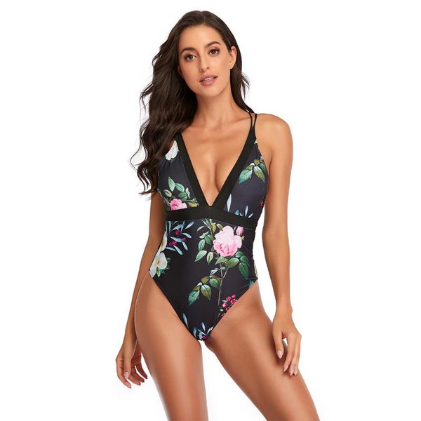 

summer women one piece swimsuit print high waist bikini push-up beachwear set one-piece suits