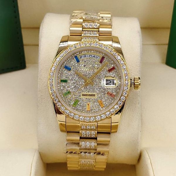 

36mm women's diamond watch ladies automatic mechanical watches women stainless steel folding buckle sport waterproof fashion, Slivery;brown