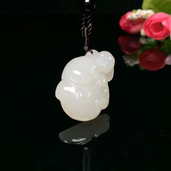 

lockets h48#exquisite hetian jade and tian yu small golden monkey pendant, Silver