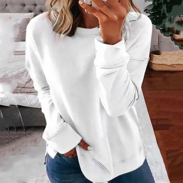 

2020 round neck solid color long sleeve sweater casual women's top, Black
