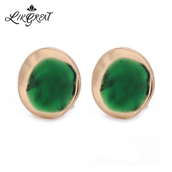 

stud likgreat simple geometric earrings for women fashion jewelry red green enamel small pendientes mujer moda 2021, Golden;silver