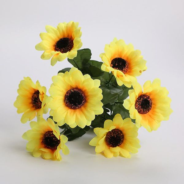 

1pcs 7 branch beautiful sunflower bouquet silk flower artificial home garden party wedding decoration diy decorative flowers &