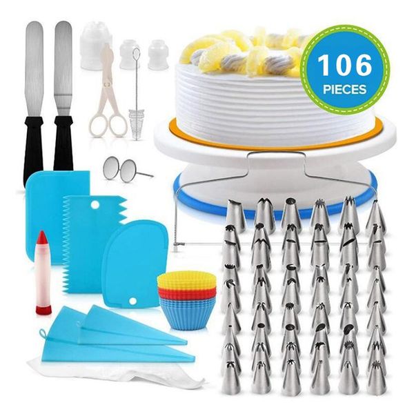 

106pcs / set cake turntable decorating tools kit baking tool piping nozzle pastry bag supplies sets &
