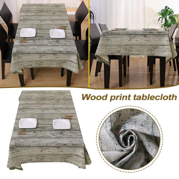 

table cloth wood grain printed tablecloth rectangular rural style outdoor cover 140x140/180/200cm uacr home textile