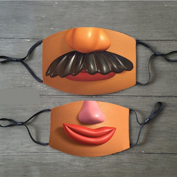 

designer masks facemask 2021 cartoon mr. potato 3d printed dust-proof filter element men's and women's protective mask