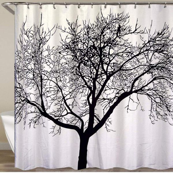 

shower curtain,tree,polyester fabric waterproof bath curtains hooks included - 72 x 72 inches