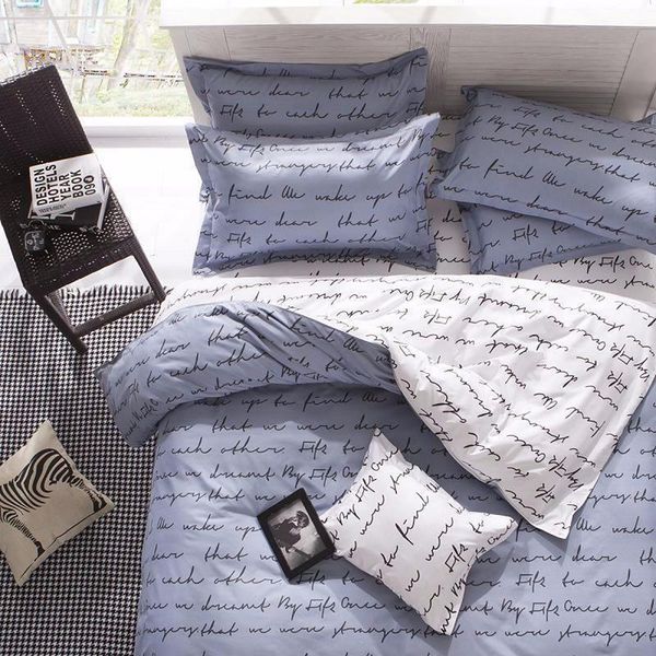 

bedding sets love letter zip open single  king size bed set pillowcase quilt duvet cover