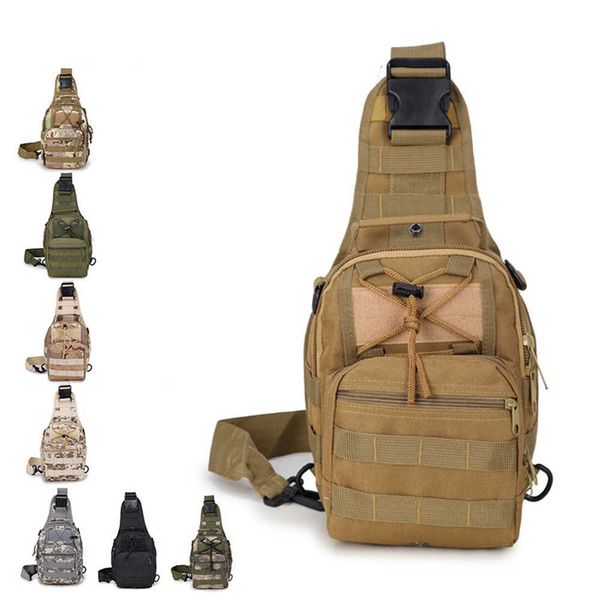 Saco de peito 600D com bolsa militar Molle, exército tático, camoflouge, bolsa de ombro, bolsa de ombro, mochila para acampamento e caminhada XA256Y Q0721