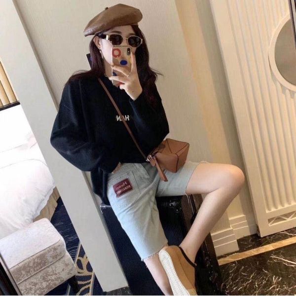 

women's sweaters 2021 early autumn fashion trend women's v-neck letter embroidery fashion casual cotton sweater, White;black