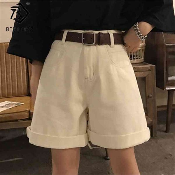 

spring and summer women's casual loose denim shorts fashion high waist wide leg female bottoms b01409o 210714, White;black