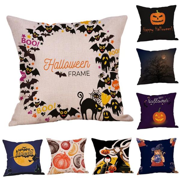 

cushion/decorative pillow trick or treat pumpkin demon cover living room sofa car pillowcase print cotton linen cartoon halloween cushion co