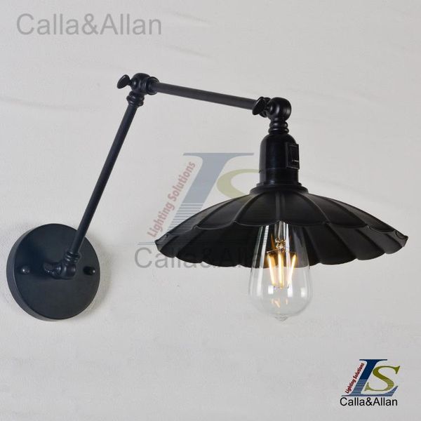 

wall lamp swing arm iron shade industrial adjustable umbrella sconce fixture decoration bedroom