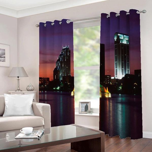 

curtain & drapes po custom 3d city night view classic times square street window curtains for living room bedroom blackout