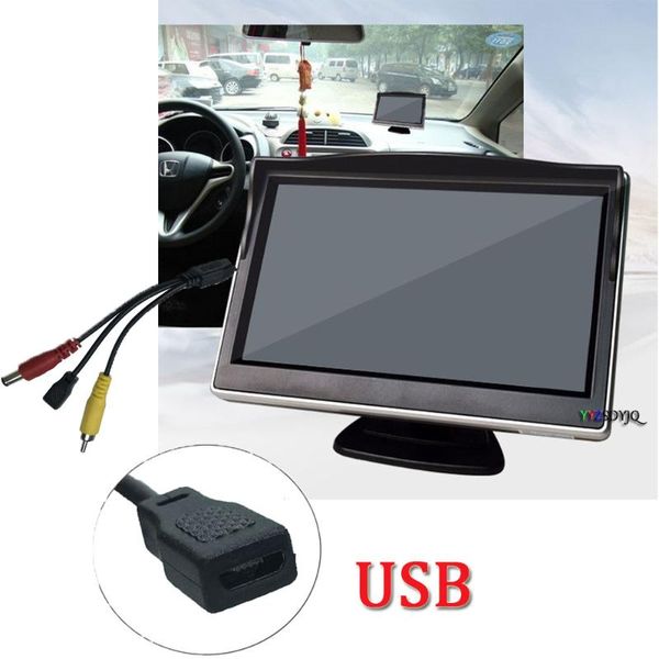 

car video usb monitor 5 inch tft lcd screen hd 800 * 480 reversing parking with 2 inputs