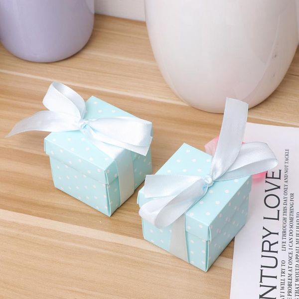 

gift boxes wedding candy creative guest favors box party supplies with ribbons (blue) wrap