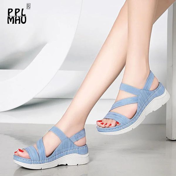 

2021open-toed women sport sandals wedge harajuku hollow out outdoor platform shoes puls size 34-41 non-slip beach summer, Black
