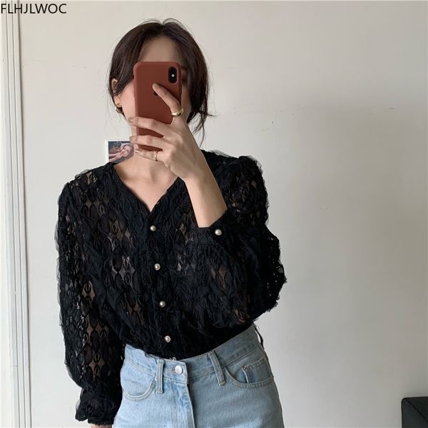 

women's knits & tees basic wear fashion korean style design elegant office lady solid color single breasted button shirts, White