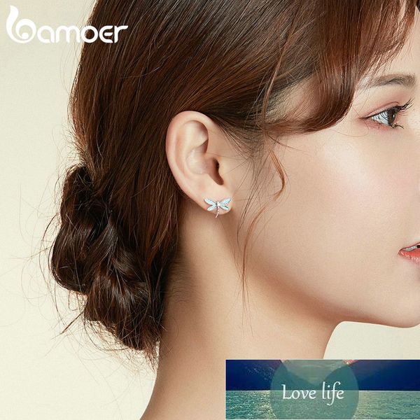 

bamoer 925 sterling silver dragonfly earrings for women hypoallergenic silver jewelry for kid hypoallergenic earring bse455 factory price ex, Golden;silver