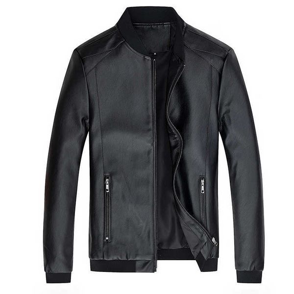 

mantlconx 7xl 8xl leather jacket men spring autumn motorcycle pu leahter jacket male casual windbreaker slim fit coat men bomber 210928, Black