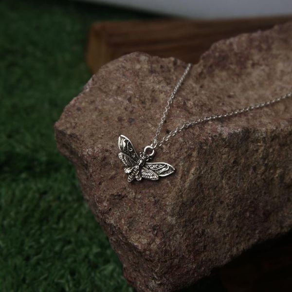 

chains 12pcs mini death moth skull pendant necklace art gothic, Silver