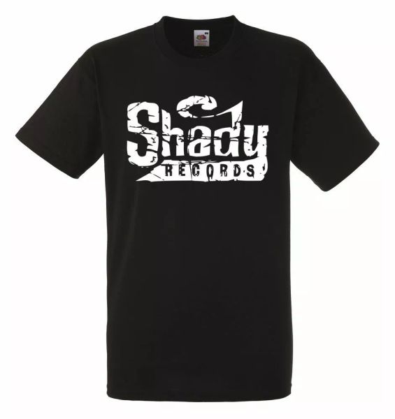 

shady records logo black mens t-shirt men rock band tee shirt, White;black