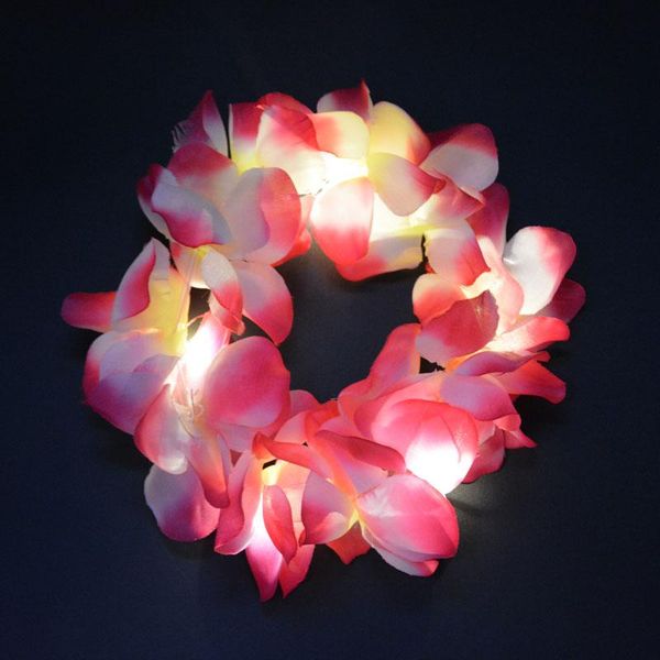 

christmas hawaii party glow wreath crown flower headband women girls led light up hair hula dance hairband garland decoration