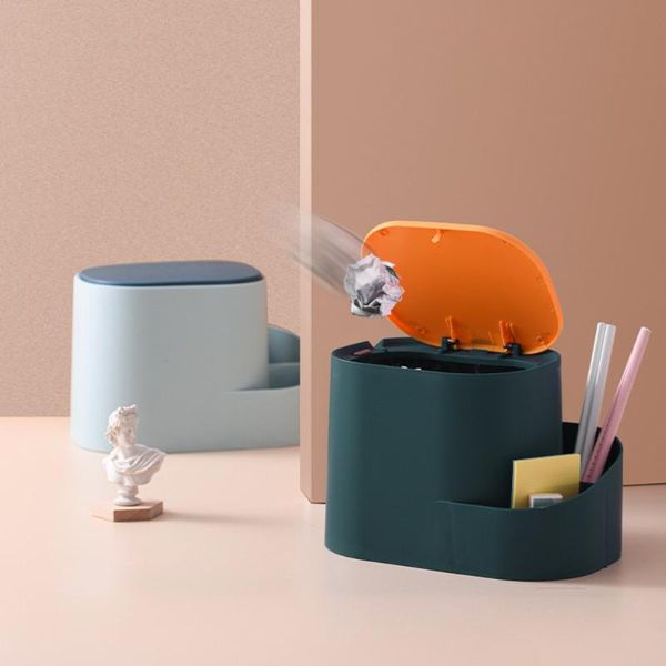 

waste bins creative desktrash can household living room mini press with cover office storage paper basket