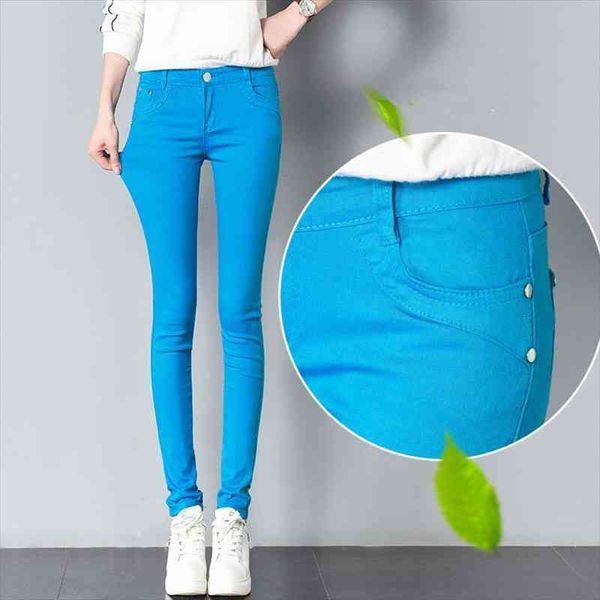 

women pants candy jeans spring fall pencil pants slim casual female stretch trousers white jeans pantalones mujer, Black;white