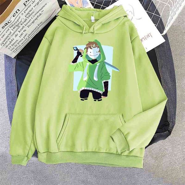 

dream smp hoodie green merch con capucha sweatshirt women/men smile boys take the sword pirnt sudaderas nuevas larga, Black